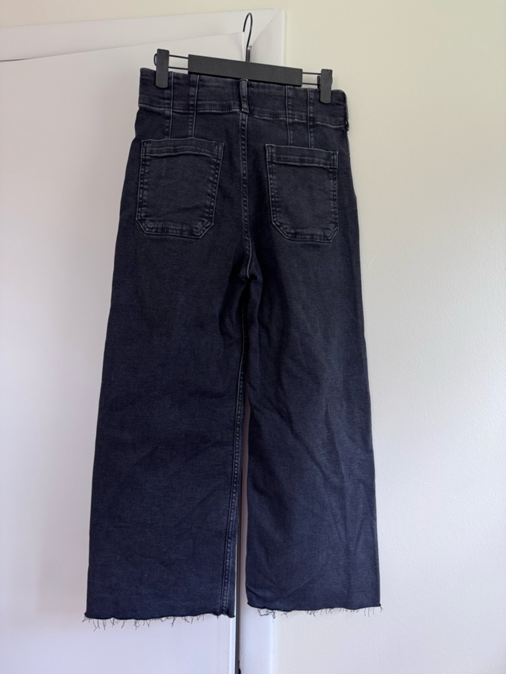 Maeve Anthropologie The Colette Wide Leg Jeans in black cropped raw hem - Picture 3 of 7